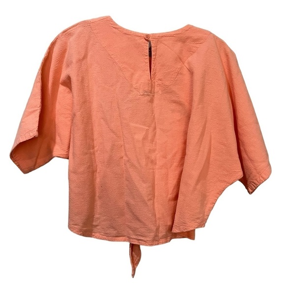 Renata B Small Vintage Coral Cropped Children Embroidered 100% Cotton Top G3 - Picture 3 of 5